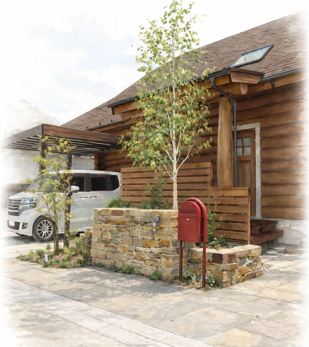 お庭に取り入れる「天然素材」と「人工素材」